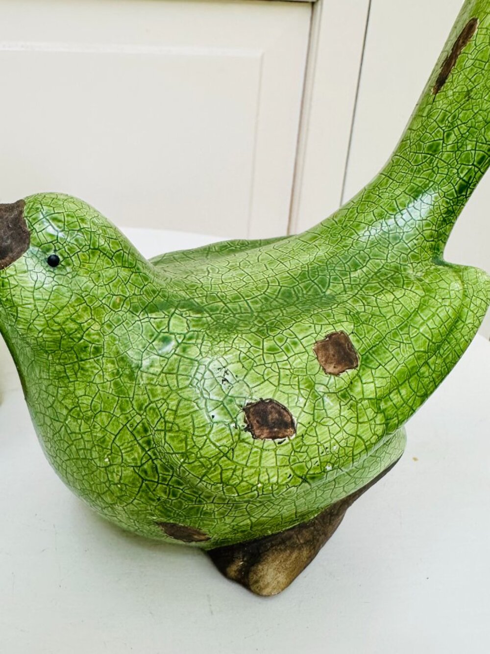 Pier 1 Green Crackle Glaze Bird Figurines Set Cottagecore Farmhouse Decor - Picture 9 of 14